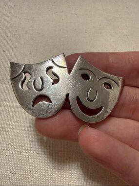 Sterling Silver 925 Mexico Theater Comedy/Tragedy Mask Brooch